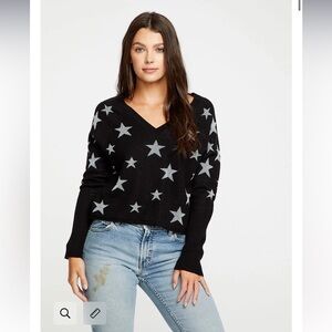 Chaser black and silver star sweater